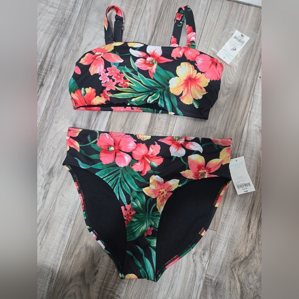 Outdoor Oasis Floral Bikini Tropical Sz M Top And Large Bottom NWT